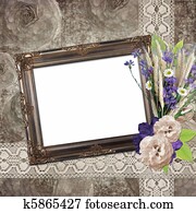 Vintage frame on grange roses background in stile scrapbooking Vintage frame on grange roses background in stile scrapbooking