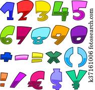 Bright cartoon numbers
