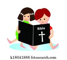 Child reading bible Child reading bible