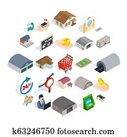 Homey icons set, isometric style Homey icons set, isometric style
