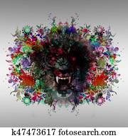 Illustration of Angry wolf head Illustration of Angry wolf head