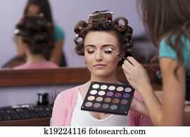 Preparation in hairdresser and makeup artist Preparation in hairdresser and makeup artist
