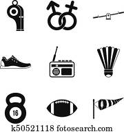 Sexual differences icons set, simple style