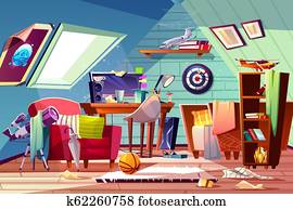 A Child In Her Clean Bedroom Clipart K12854970 Fotosearch