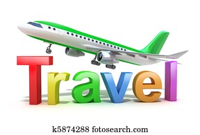 Travel word concept with plane Travel word concept with plane