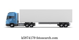 Truck with container isolated Truck with container isolated