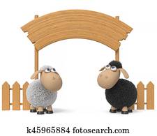 3d illustration lamb with a billboard 3d illustration lamb with a billboard