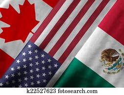 3D Rendering of North American Free Trade Agreement NAFTA Member 3D Rendering of North American Free Trade Agreement NAFTA Member