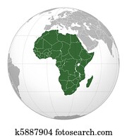 Africa map on world globe Africa map on world globe