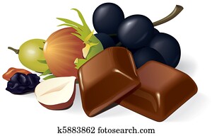 Chocolate, raisins and hazelnuts Chocolate, raisins and hazelnuts