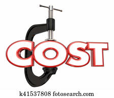 Cost Word Vice Clamp Reducing Holding Down Tight 3d Illustration