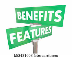 Features Benefits Road Sign Two Way Direction Product Advantage 3d Illustration