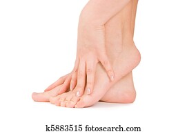 Female feet isolated on white background