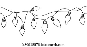 festoon,, garland,, אור מבריק, וקטור, seamless, border., מישהו, נמשך, ציור של קו, גירלנדה, ל, celebration,, festival,, carnival,, xmas,, ראש שנה, לויה, רשת, banner,, רקע