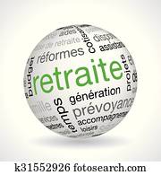 French Retirement theme sphere with keywords French Retirement theme sphere with keywords