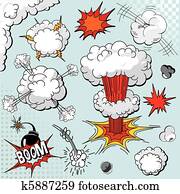 komisches buch, explosion, elemente komisches buch, explosion, elemente