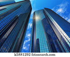 Modern blue office buildings