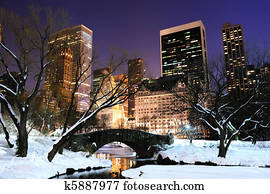 New York City Manhattan Central Park panorama at dusk