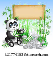 panda, bambu