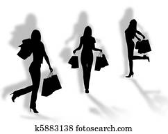 Shopping girls with shadow