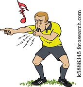 Soccer referee whistling Soccer referee whistling