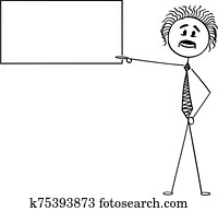 vektor, karikatur, abbildung, von, wissenschaftler, albert einstein, zeigen, leerer, zeichen vektor, karikatur, abbildung, von, wissenschaftler, albert einstein, zeigen, leerer, zeichen