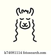 חמוד, לאמה, icon-, וקטור, דוגמה