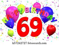 69, יום הולדת שמח, 3d, render