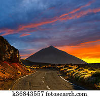 Beautiful sky over  the Volcano El Teide in Tenerife, Canary Islands, Spain 