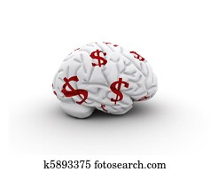 Brain with dollar signs