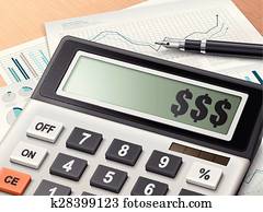 calculator with money symbol 