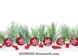 Christmas border with red ornaments Christmas border with red ornaments