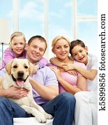 familie, med, hund