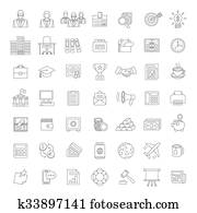 Flat thin line business and finance icons Flat thin line business and finance icons