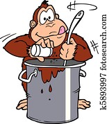 macaco, pote, movimento