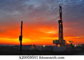 Oil well at night