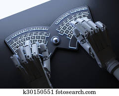 roboter, tippen, auf, begrifflich, self-illuminated, tastatur
