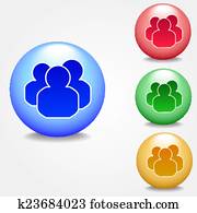 Set of colorful group people icon Set of colorful group people icon