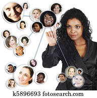 social, red, de, americano africano, mujer de negocios