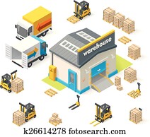 Vector isometric warehouse Vector isometric warehouse