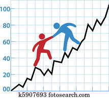 Business person chart help red ink to profitability Business person chart help red ink to profitability
