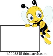 cute, abelha, com, sinal