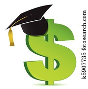 dólar, e, educação, sinal