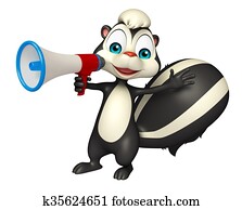 fun Skunk cartoon character with loud speaker fun Skunk cartoon character with loud speaker