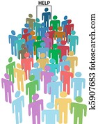 People crowd line up HELP WANTED door