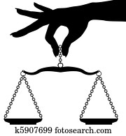 Person hand holding weigh scale balance