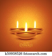 מותרות, diwali, פסטיבל, רקע, עם, diya, מנורות