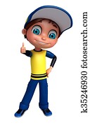 3D Render of Little boy thumbs up pose 3D Render of Little boy thumbs up pose