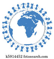 blau, erdeglobus, mit, kindern, ungefähr, ihm