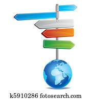 directional sign and earth